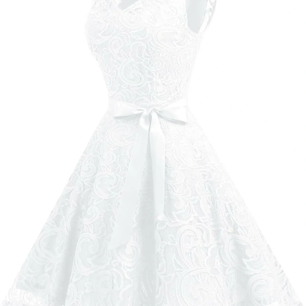 Lace v neck ivory dress Bridal wedding shower dress - Picture 3 of 4